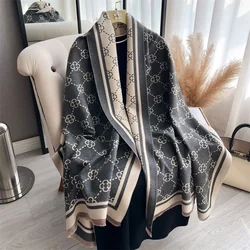 Luxury Warm Poncho Cashmere Winter Women Scarf Plaid Print Shawl Wraps Female Thick Pashmina Blanket Bufanda Travel Echarpe