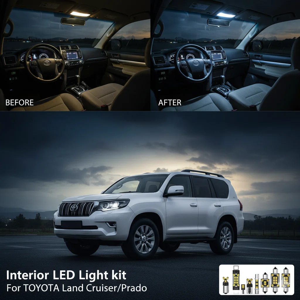

For TOYOTA Land Cruiser J7 J8 J2 Land Cruiser Prado J9 J12 120 J15 150 Car Interior Light LED Kit White Canbus
