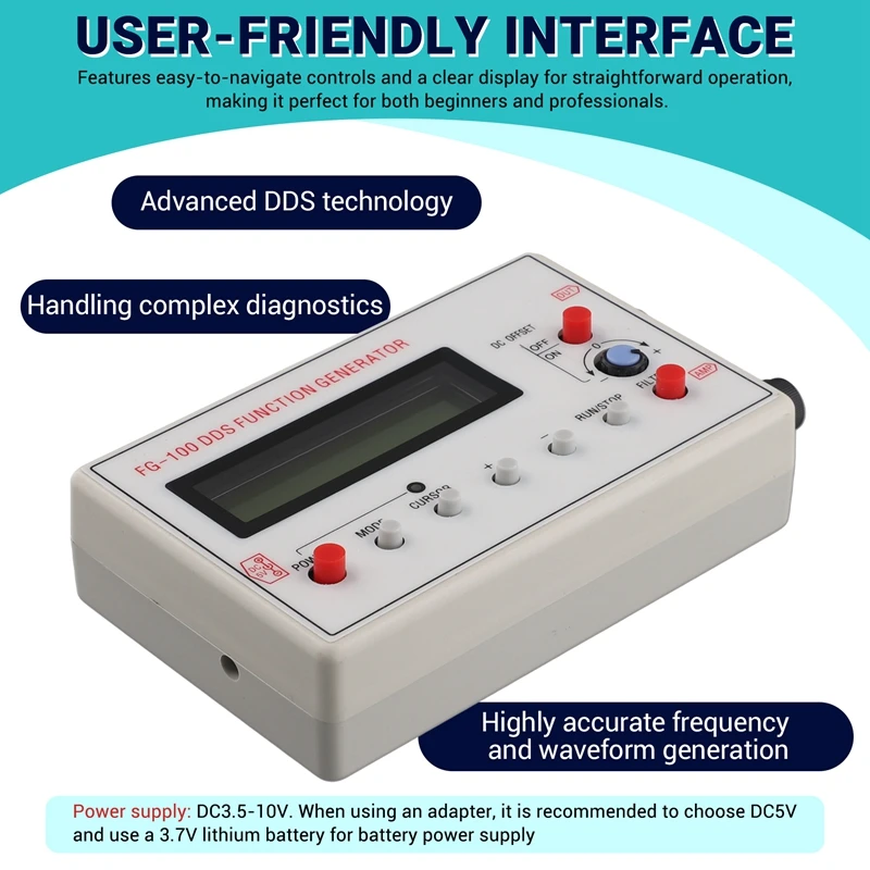 FG-100 DDS Function Signal Generator Frequency Counter 0.01Hz - 500Khz Signal Source Module