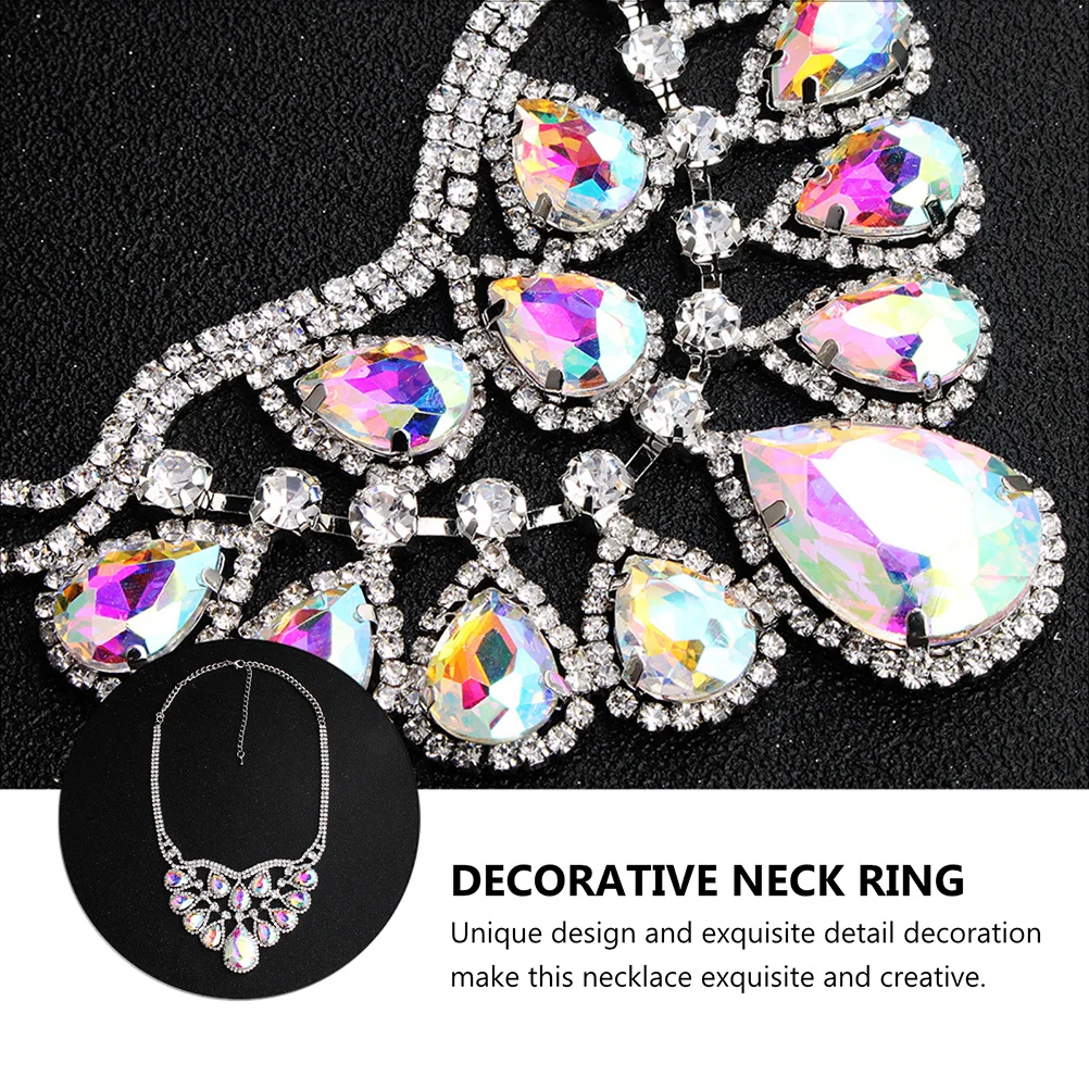 

1Pcs Elaborate Neck Adornment Rhinestone Neck Chain Wedding Party Necklace Safe Skin Friendly Long Time Use Wedding Necklace