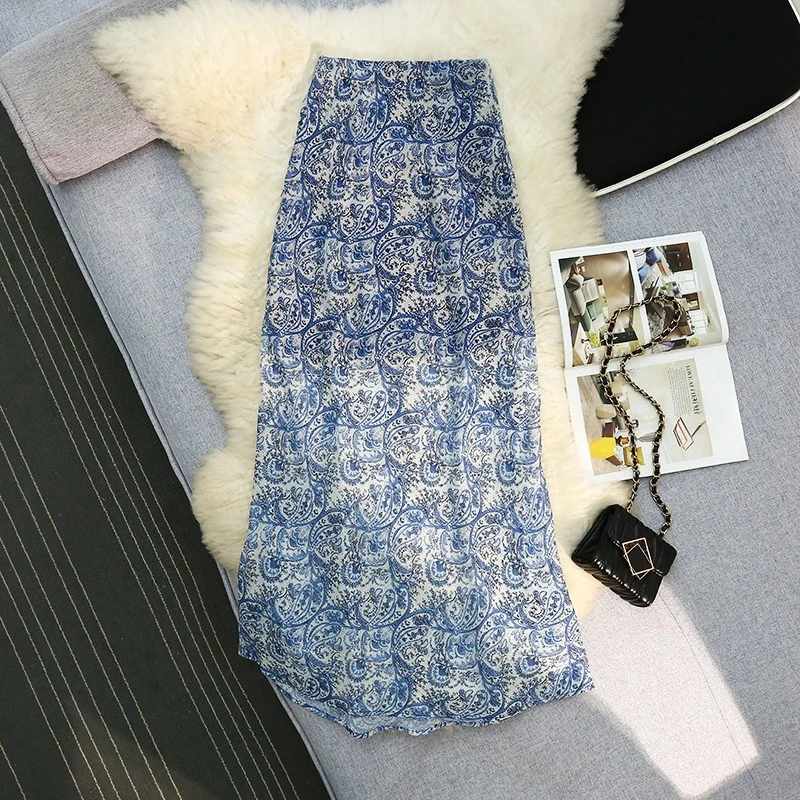 

Seoulish Floral Printed Women's Pencil Skirts 2025 New Spring Summer Korean High Waist Casual Mid Length A-line Women's Skirt