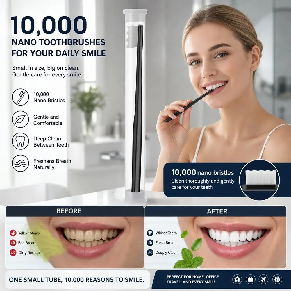 Micro Fine Bristle Toothbrush with Travel Case Extra Soft Toothbrush 80 Micron Micro-Nano Bristles for Sensitive Gums Pregnant