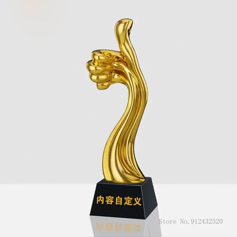 Customization Creative Thumb Shaped Resin Trophy Annual Meeting Awards Honors Outstanding Employee Gold, Silver, Copper Souvenir