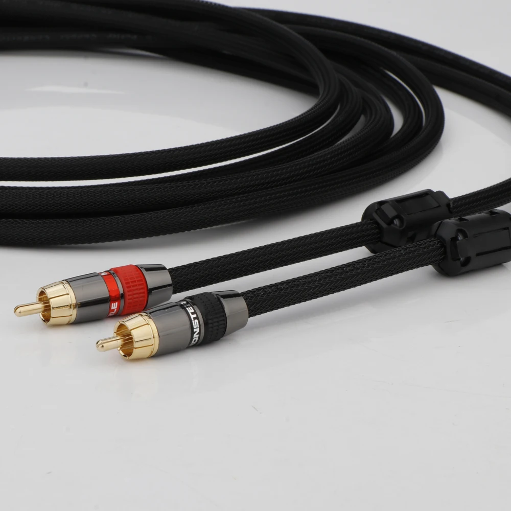 Paar 2RCA zu 2RCA Verbindungskabel 6N OFC Versilbertes RCA-Audiokabel für Heimkino DVD TV Verstärker CD – Detail 10