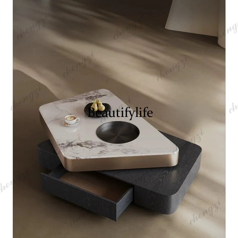 Italian minimalist microcrystalline stone coffee table irregular designer living room small apartment coffee table