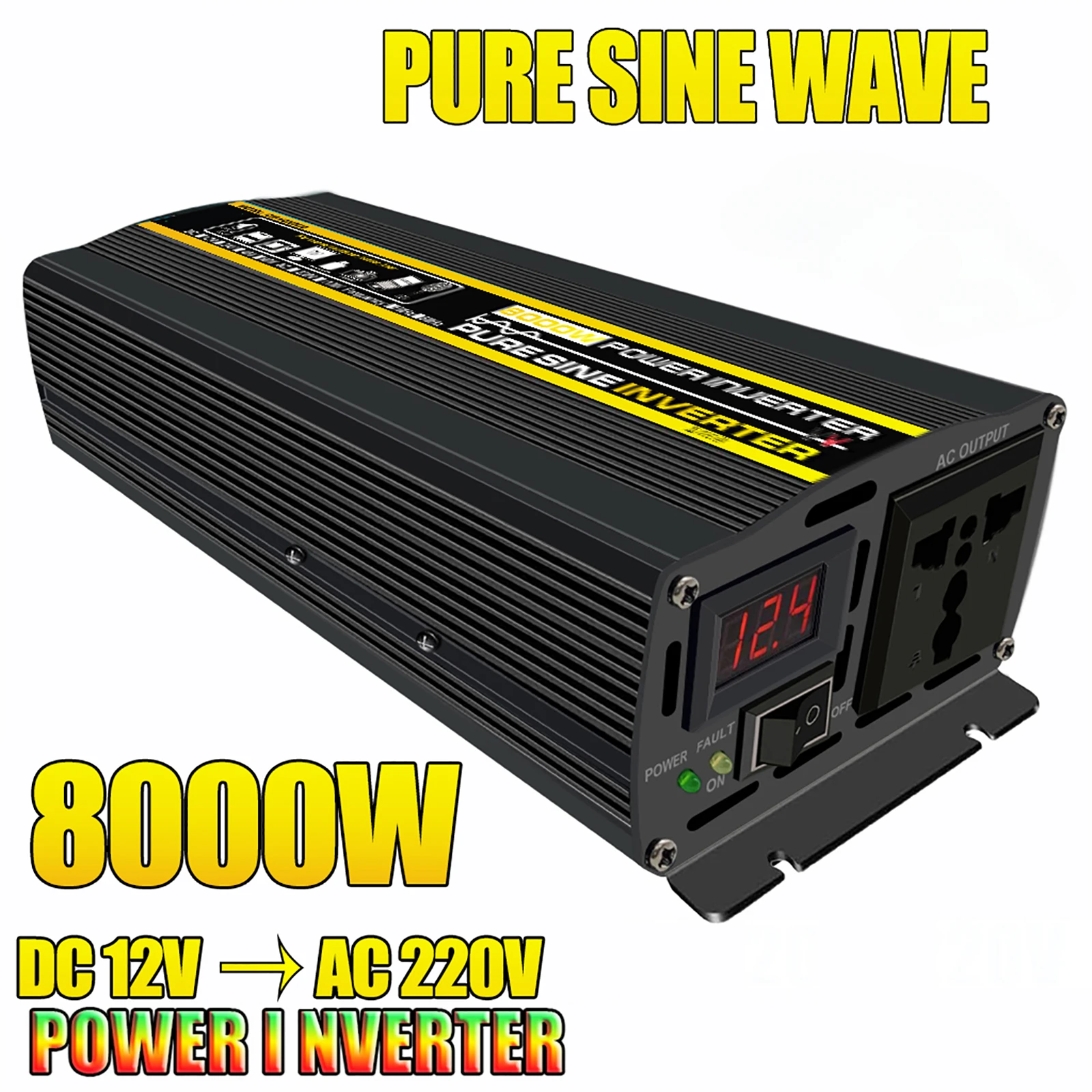 8000w/10000w reiner Sinus-Wechselrichter-Spannungs wandler intelligente digitale Anzeige Auto nach Hause im Freien DC12V-220V wandler