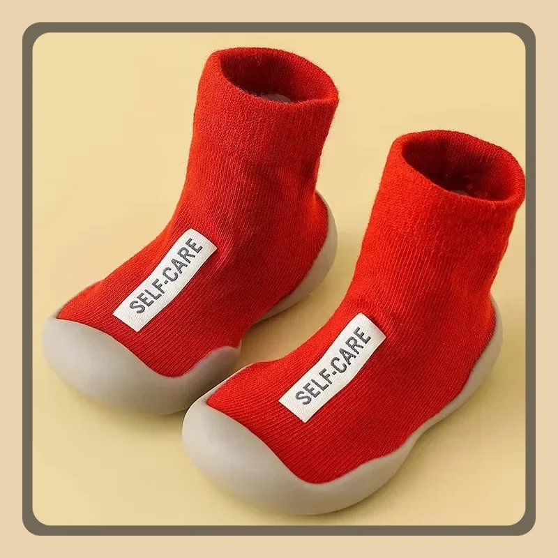 Sepatu Balita Bayi Baru Gaya Klasik Sepatu Label Kain Bayi Sepatu Kaus Kaki High-Top Hangat Dalam Ruangan Sepatu Bayi Laki-laki Sepatu Bayi Baru Lahir