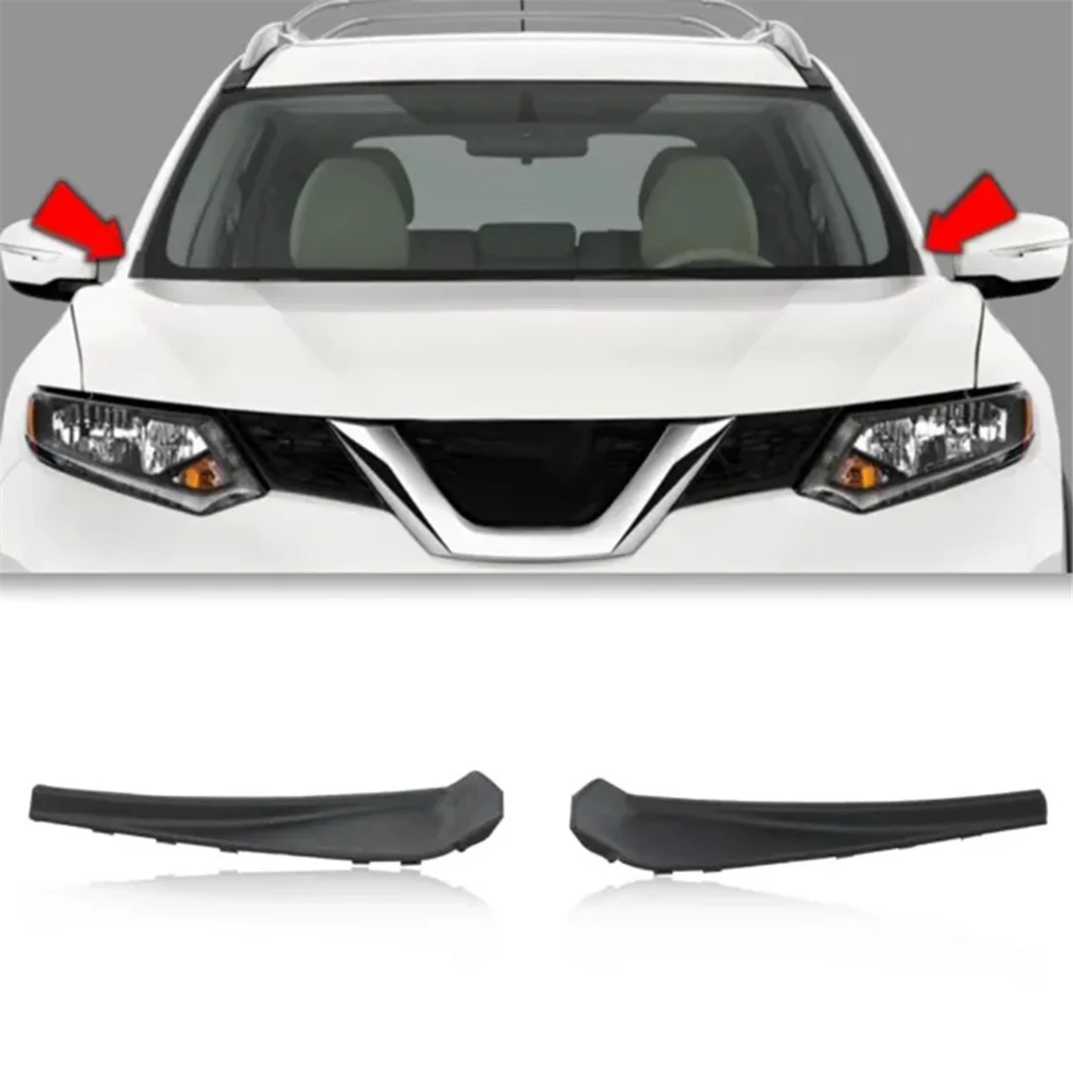 2PCS Windshield Wiper Cowl Extension Trims for Nissan for Rogue 2014-20 66895-4CL0A 66895-4BA1A 66894-4CL0A 66894-4BA1A