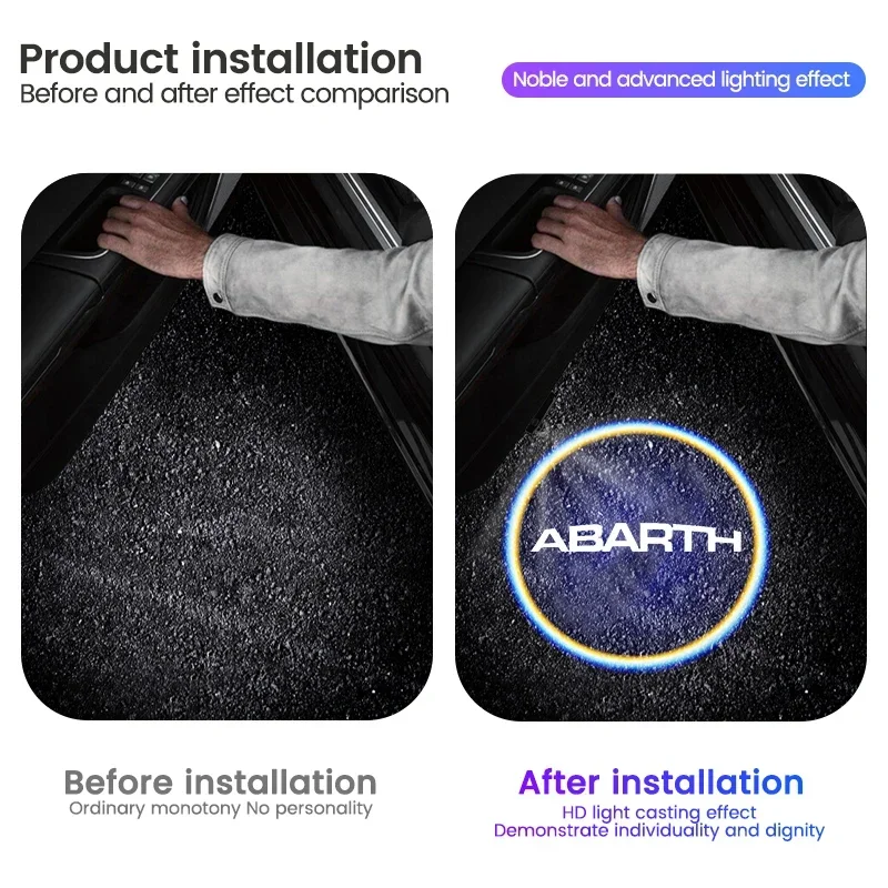2Pcs For Fiat ABARTH Logo Ultra Bright LED Car Door Ghost Shadow Projector Light Welcome Courtesy Lamp Logo Styling Accessories