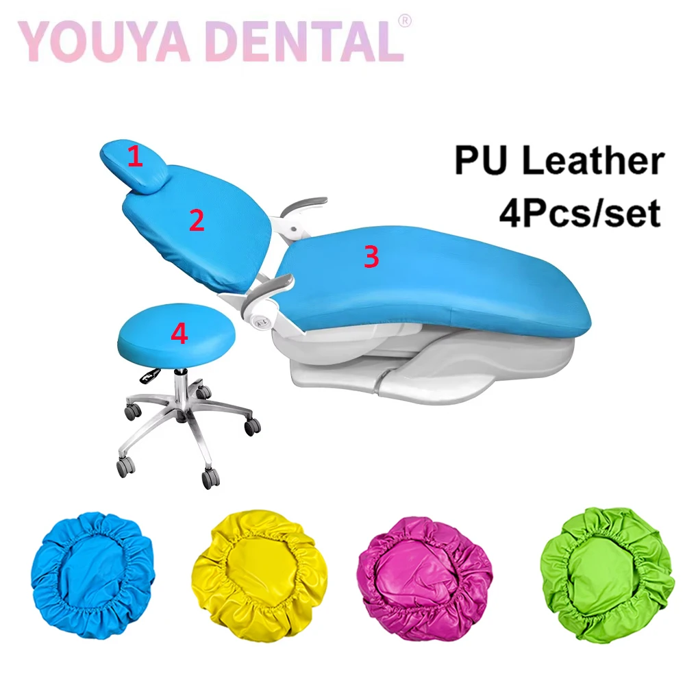 1 Set Dental Chair Protective Cover Elastic Waterproof PU Leather Seat Cover Headrest Backrest Protective Cover Dental Equipment