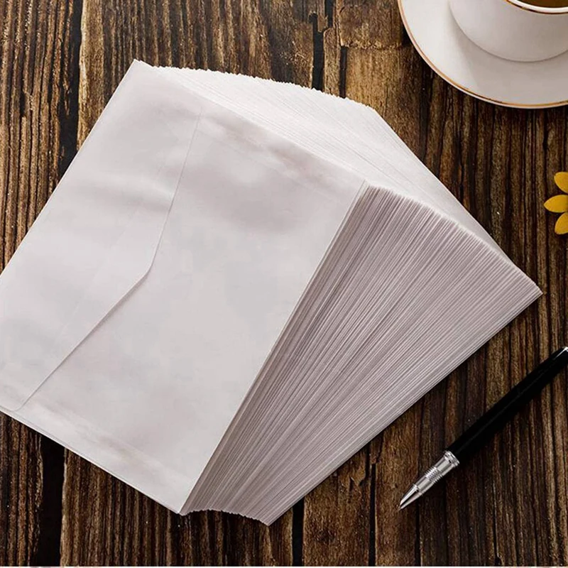 100PCS Blank Envelope Translucent Paper Envelopes Set Letter Vintage Wedding Invitation Envelopes For Cards