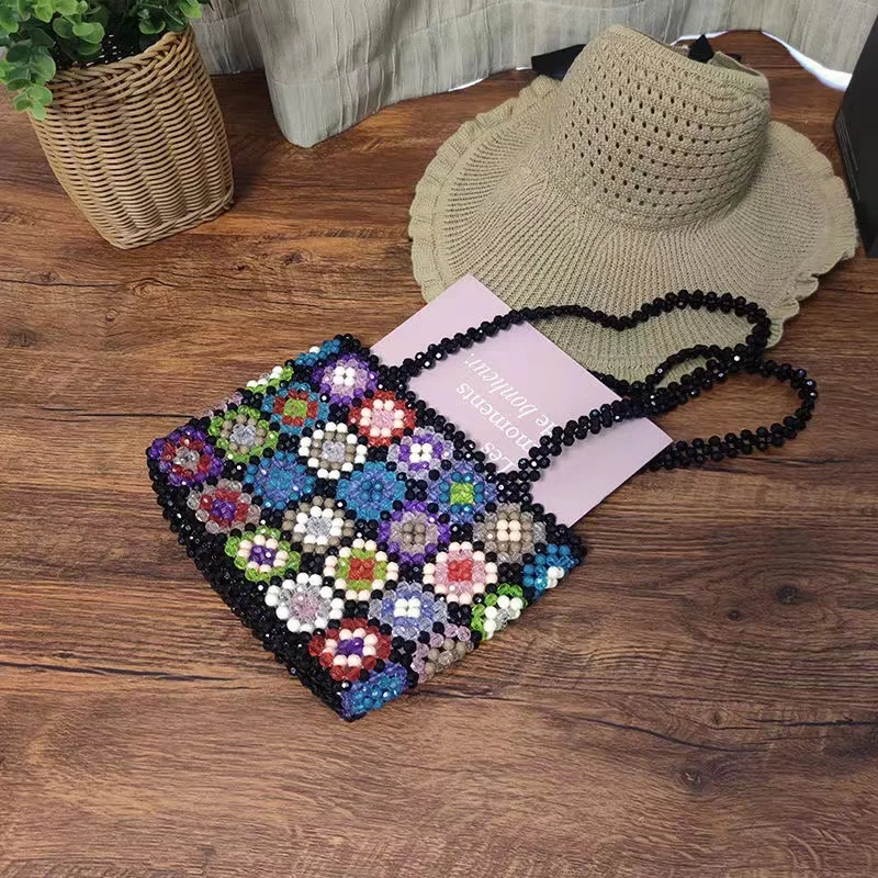 Piccola borsa di perline borsa a tracolla di design trasparente acrilico perle di cristallo scatola di perline di pietra Totes borsa da donna borsa