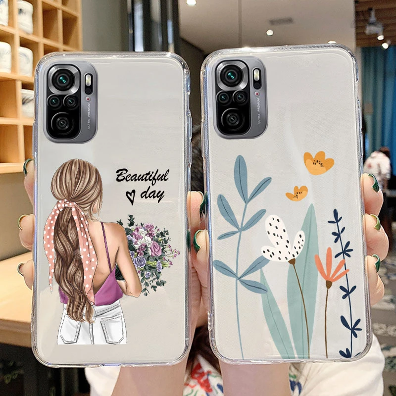 Silicone Case For Redmi Note 10 4G 5G 10S 10 Pro Back Cover Daisy Heart Soft Transprent Bumper Funda For Xiaomi Redmi Note 10