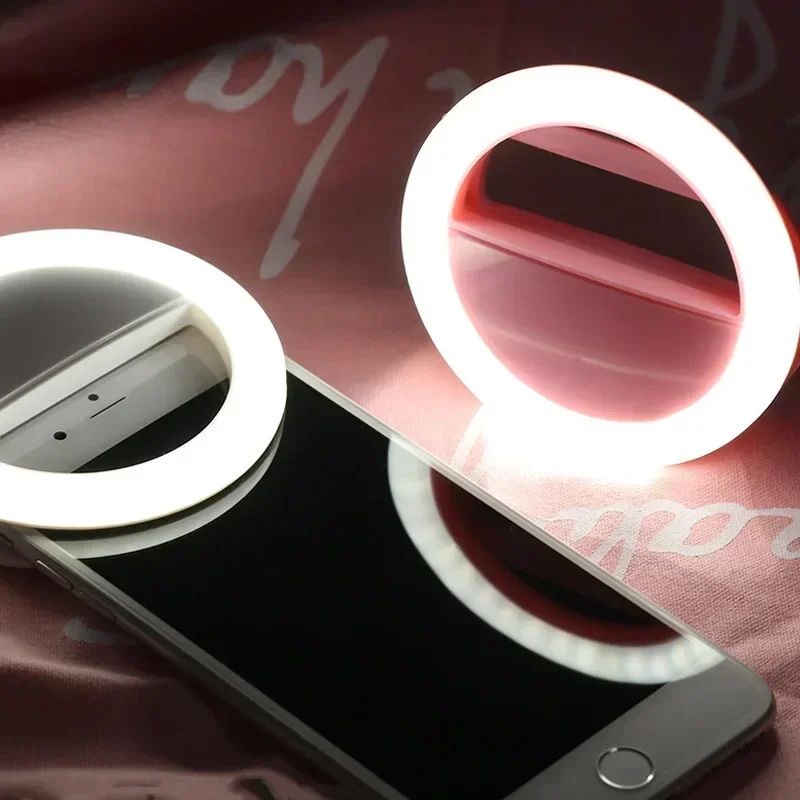 Selfie Light Clip On Phone LED Ring Light Photography Video Shooting Mini Portable USB Charge Fill Lamp Adjustable 3 Brightness