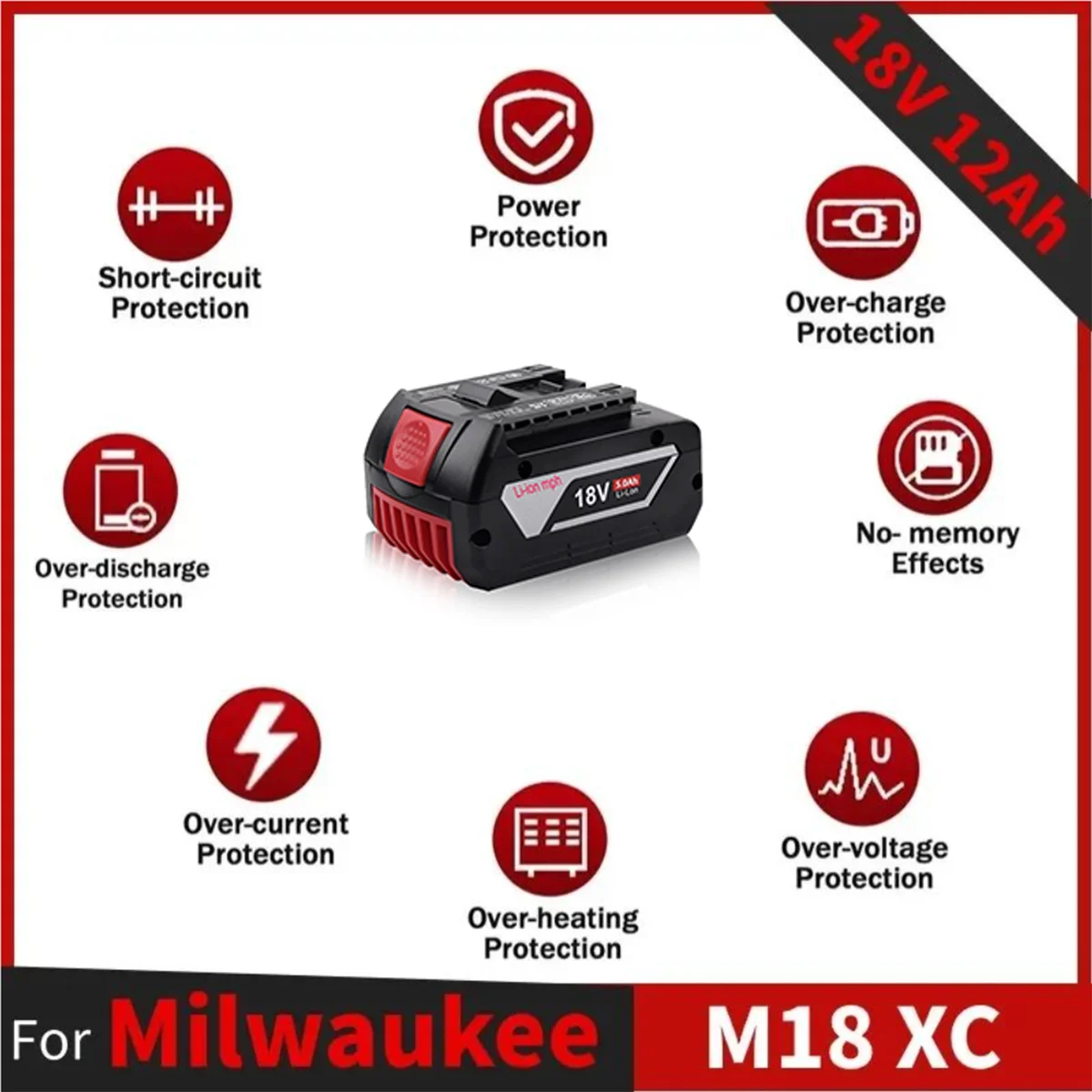 18V 5000mAh 186500 pro Milwaukee M18 lithiová náhradní baterie pro Milwaukee 48-11-1860 48-11-1850 48-11-1840 nářadí - náhled 4