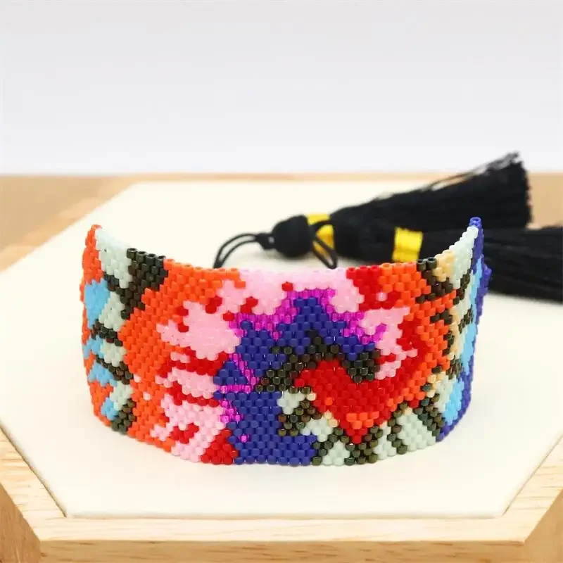 

Beaded Bracelet Hand woven fashion colour Exaggerated design Versatile Adjustable Bohemia Unisex Rice Ball Bracelet