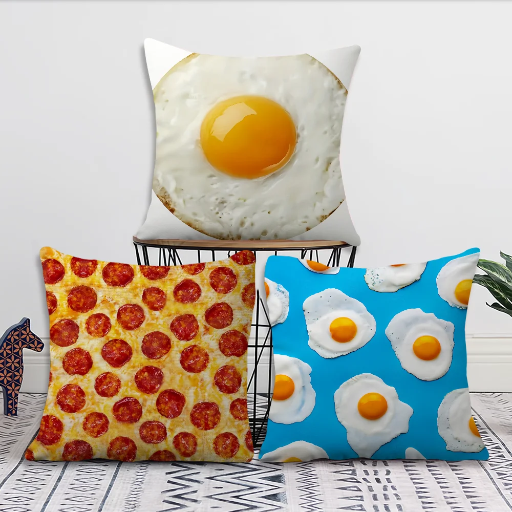 

Забавная еда, жареное яйцо, пицца, вафельная подушка для гостиной, спальни, изголовье, спинка, подушка, квадратная подушка, наволочка для сна