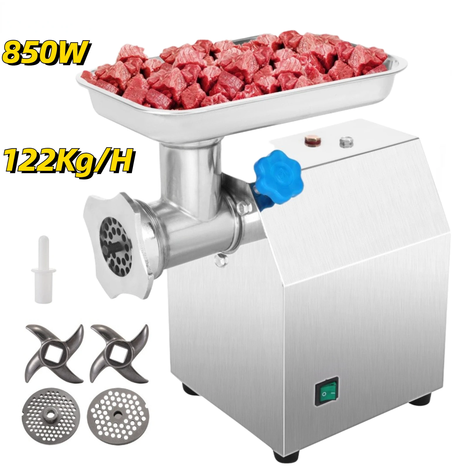 122Kg/H Heavy Duty Electric Meat Mincer Grinder  Max Powerful Home Portable Sausage Stuffer Meat Mincer Food Processor