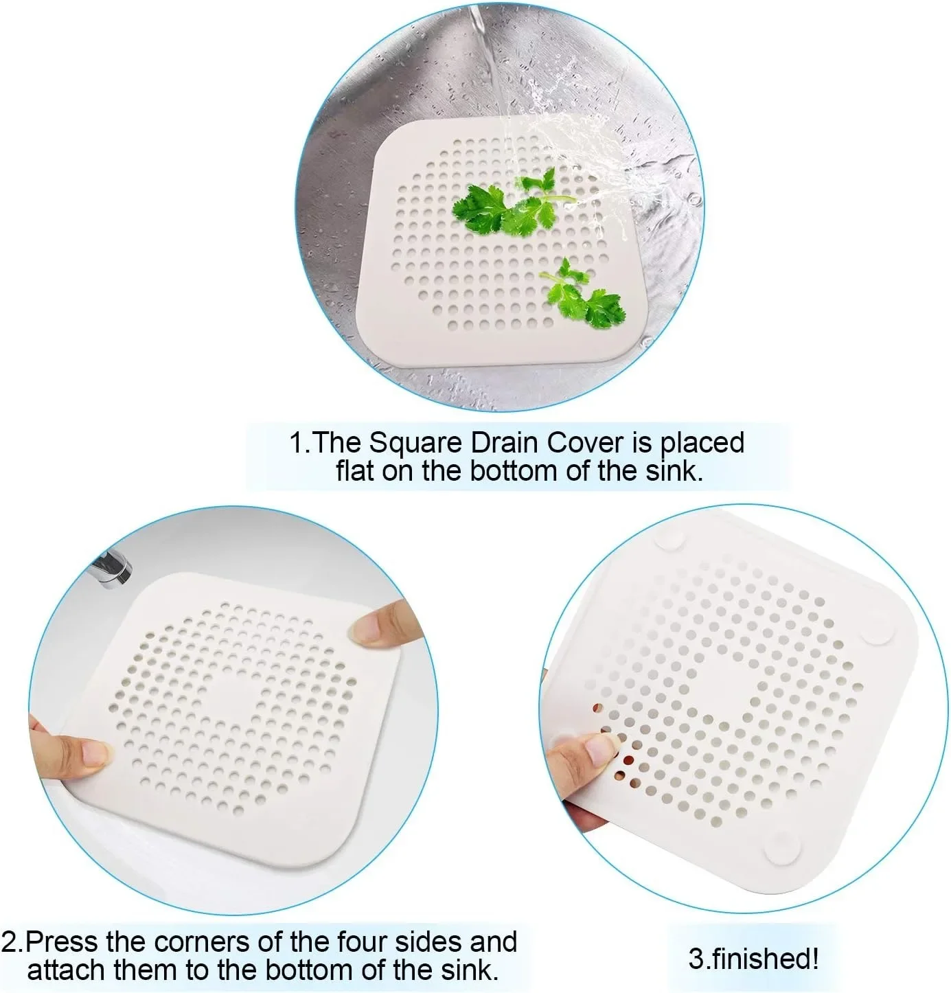 Sewer with Suction Cup, Floor Drain Mat, Kitchen, Bathroom, Anti Clogging Hair Filter