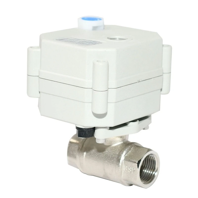 2-Way Motorized Ball Valve Brass Nickel Plated With Manual Override Straight Through Smart Control Valve DN8-DN25