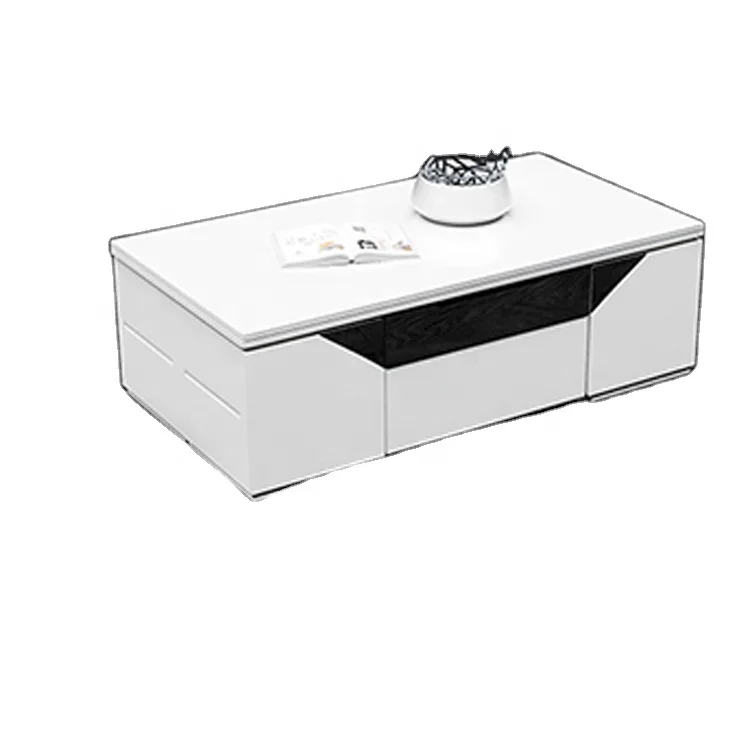 Modern convertible coffee table to dining table lift table with storage floor mat coffee  multi-function wooden panel