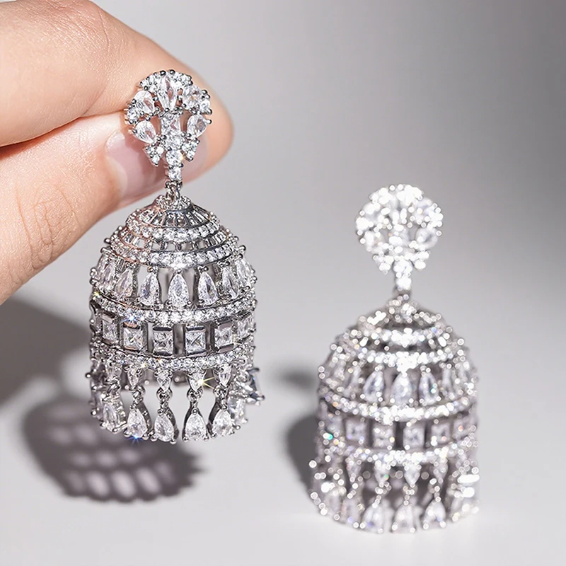 

Huitan изящные серьги-капли с колокольчиками ветра для женщин, яркие роскошные свадебные украшения с кубическим цирконием, очаровательные стильные аксессуары