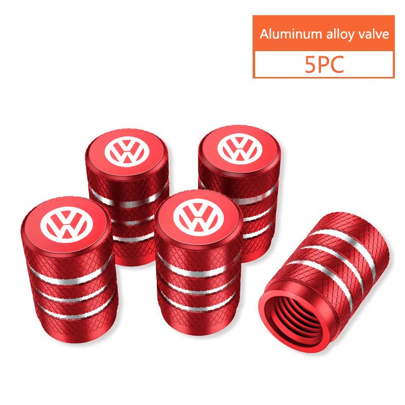 5Pcs Car Wheel Tire Valve Stem Cover Dustproof Cap Styling Accessories For Volkswagen VW Polo 6R 6N 6N2 6C 9N 9N3 Rline R Line