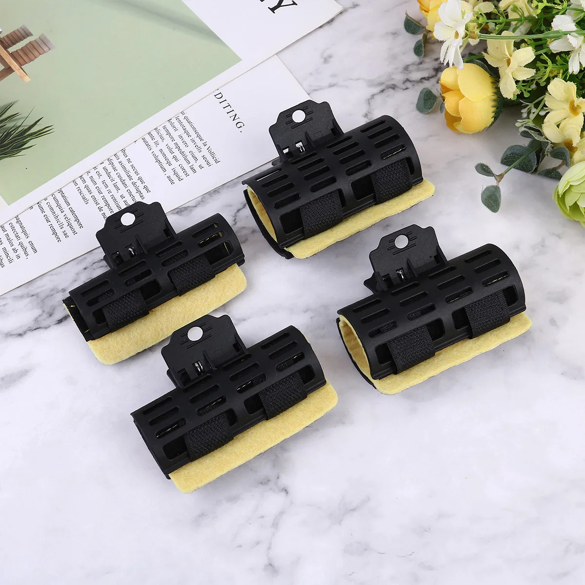 

4pcs Hairdressing Hair Clips High Temp Resistant Perm Salon Tools Thermal Insulation Cotton Pad Durable Lightweight Plastic For