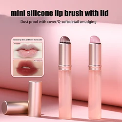 Mini Silicone Lip Brush With Lid Round Head Makeup Brush Lipstick Applicator Multi-Use Mini Concealer Brush Portable Makeup Tool