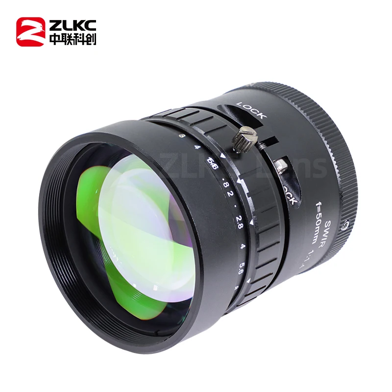 50mm SWIR Lens 750-100nm Short Wave Infrared NIR Lens 2/3'' C-Mount F1.4 Lens Machine Vision Cameras 5MP Industrial Lens