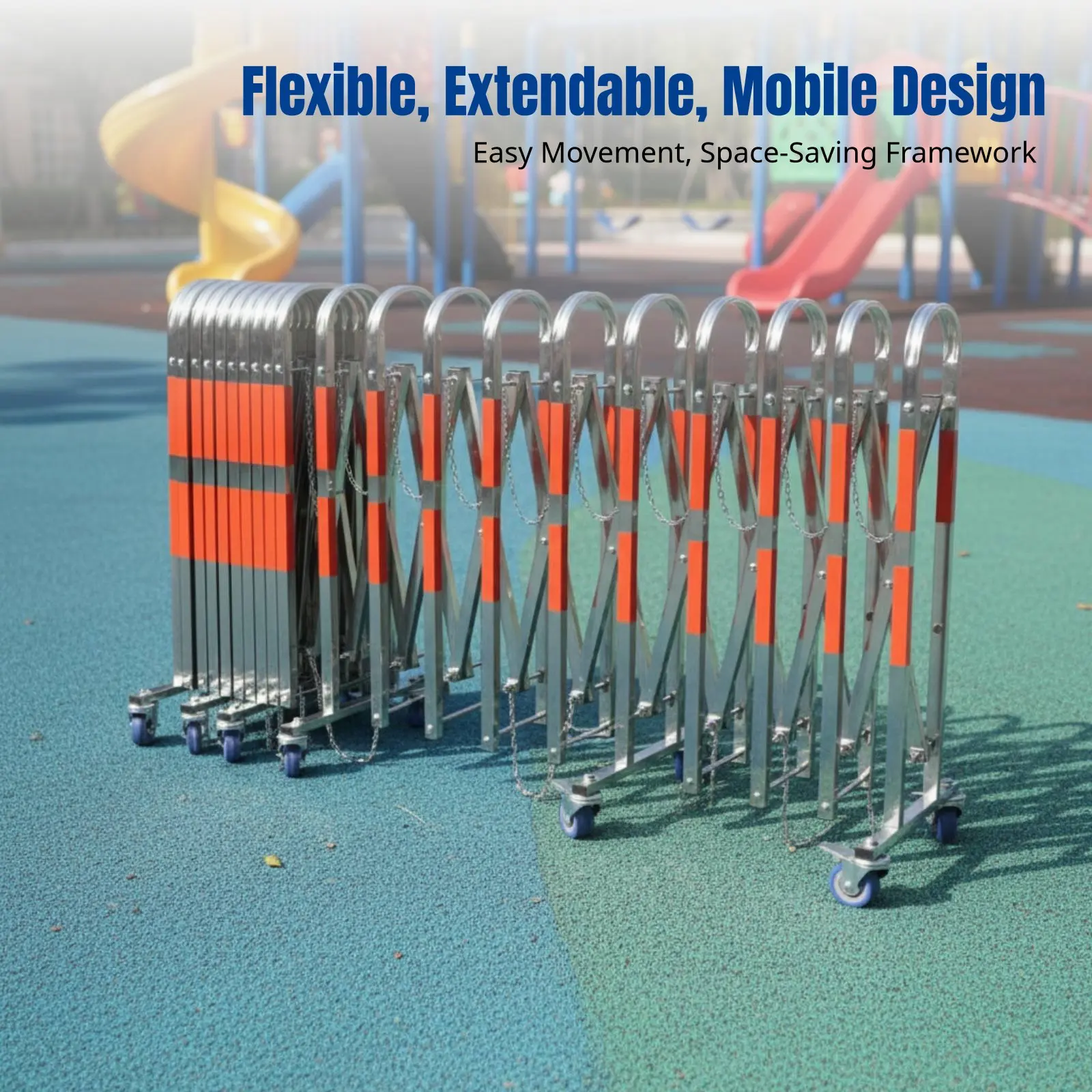 

Stainless Steel Retractable Fence, Mobile Folding Barrier, Outdoor Workshop Kindergarten Guardrail