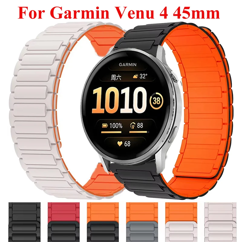 Für Garmin Venu 4 45 mm magnetisches Silikon 22 mm Uhrenarmband für Garmin Venu 2 3/Garmin Forerunner 255 265 745 965 970 570 S70 47 mm
