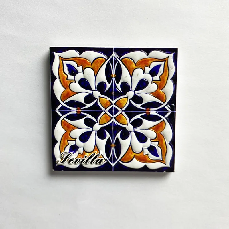 

Seville cultural tourism souvenirs, 3D creative imitation ceramic tile refrigerator stickers, strong magnets
