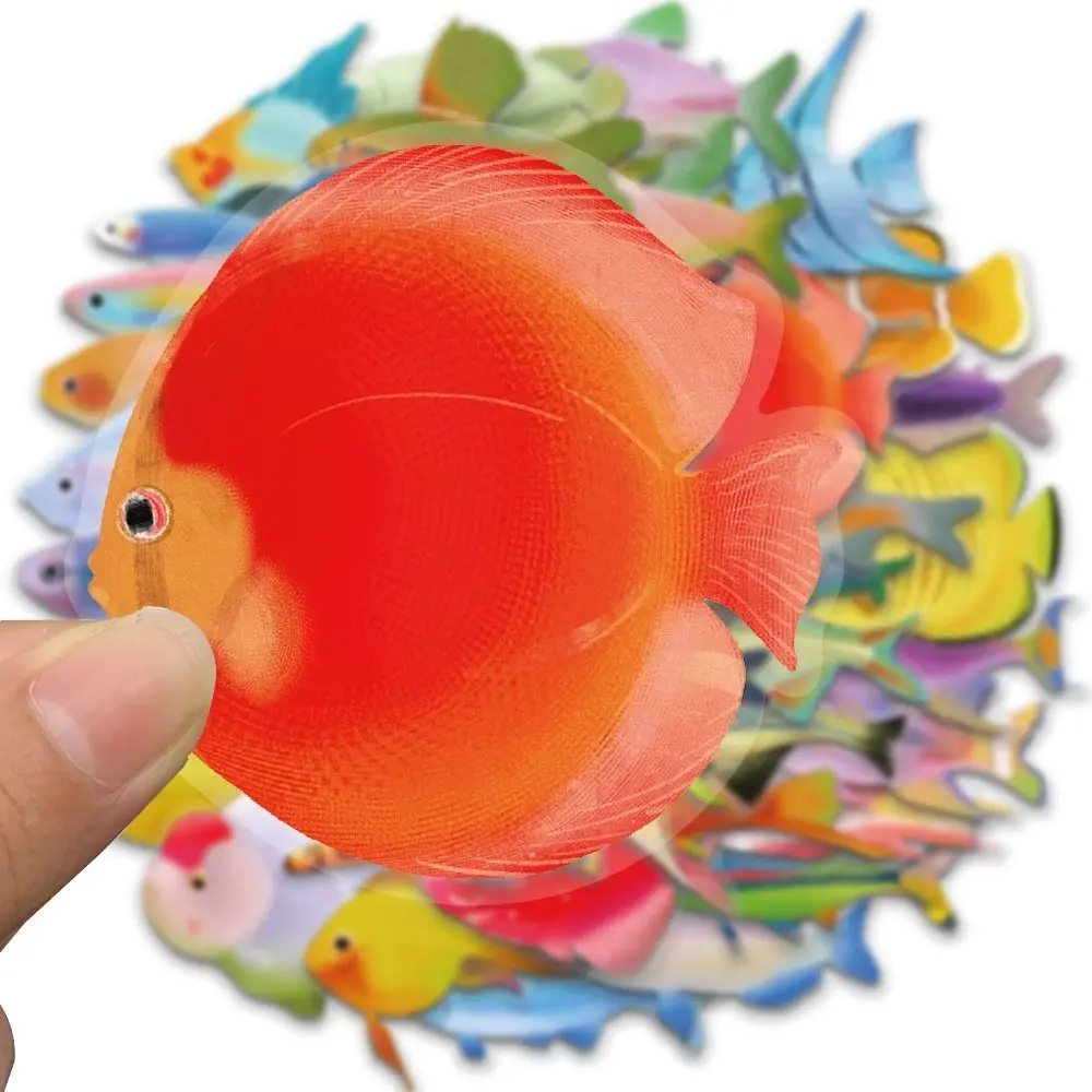 50PCS New Waterproof Fish Transparent Stickers DIY Cartoon Laptop Decal Art Phone Graffiti Sticker Skateboard Luggage