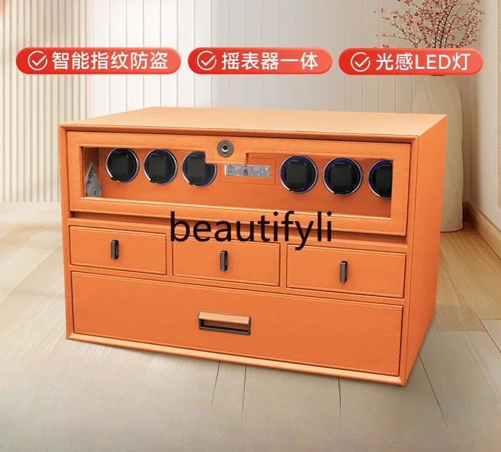 Drawer safe, wardrobe password, drawer embedded anti-theft invisible leather into wardrobe, automatic watch shaker fingerprint