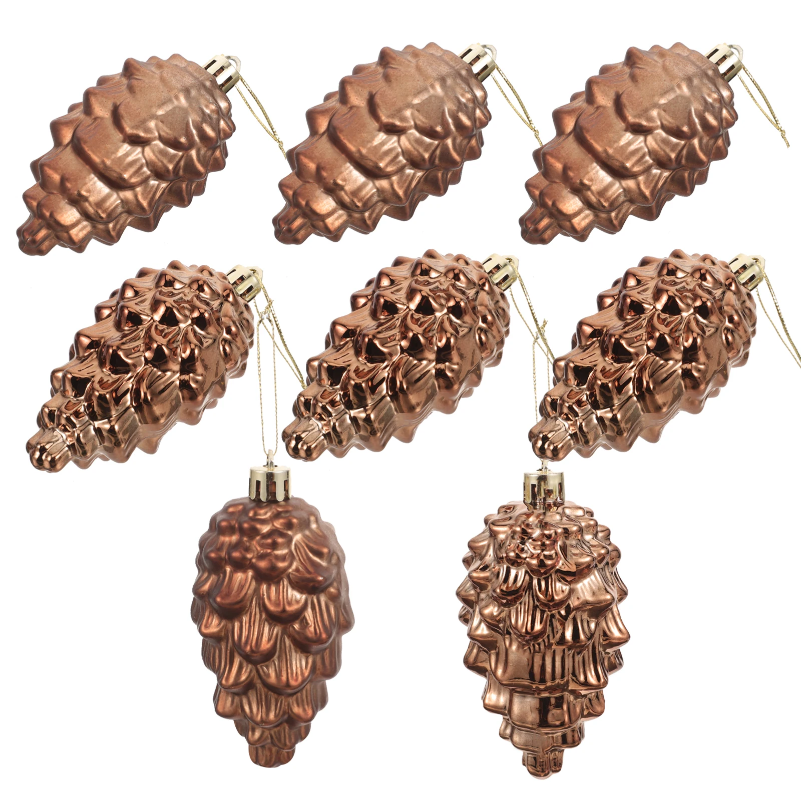 

8pcs 8 Pieces Christmas Decorations Plastic Pine Cones Set Coffee Shiny Matte Balls Tree Ornaments Holiday Supplies Lightweight