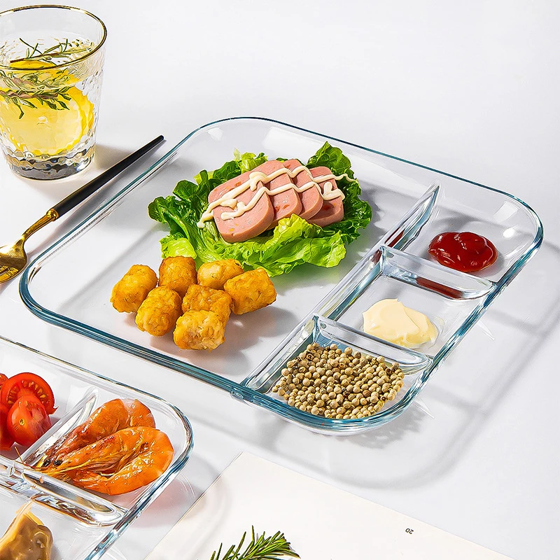 

Elegant Heat-Resistant Divider Plate with Integrated Sauce Dishes for Breakfast & Dinner - Stylish Serving Set