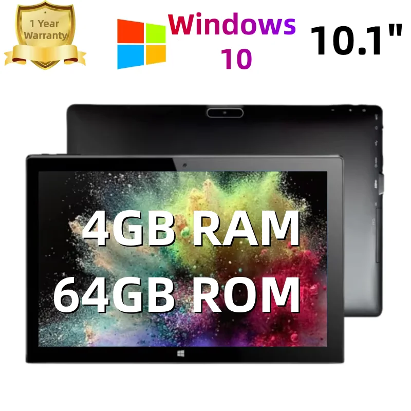New 4GB RAM 64GB ROM 10.1 Inch Windows 10 Tablet PC 64Bits Intel Atom X5-Z8300 Quad Cord Dual Cameras 1280*800 IPS HDMI-Port