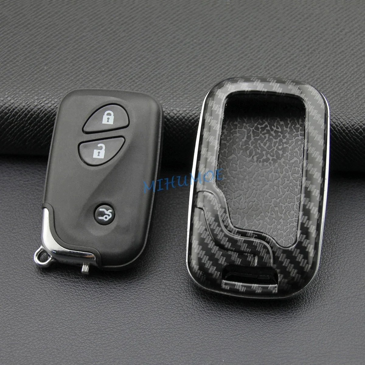 For Lexus 2005-2019 LS GS HS LX IS ES RX GX CT Carbon Fiber Car Smart Key Fob Chain Case Cover Shell Ring Holder 300 350 450h