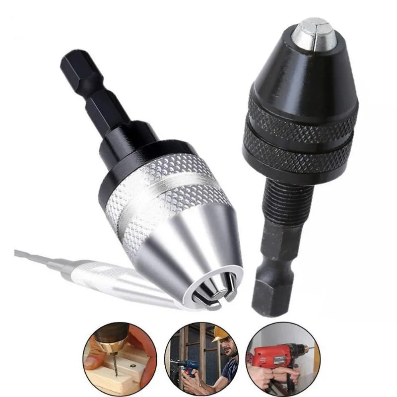 

Keyless Drill Chuck 0.3-3.6mm Conversion Tool 1/4" Hex Shank Quick Change Adapter Chuck for Electric Drill