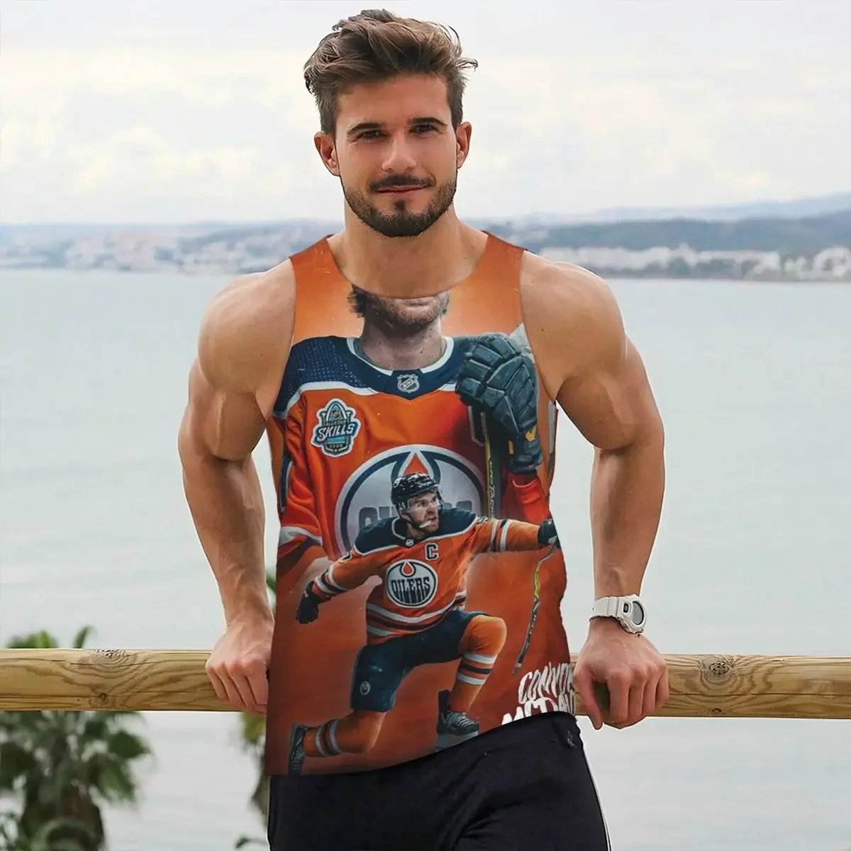 Connor McDavid 97 For Edmonton Oilers Fans Gym Tank Bodybuilding Vest Fitness Sleeveless Tops Quick Men Workout Sports Clothing