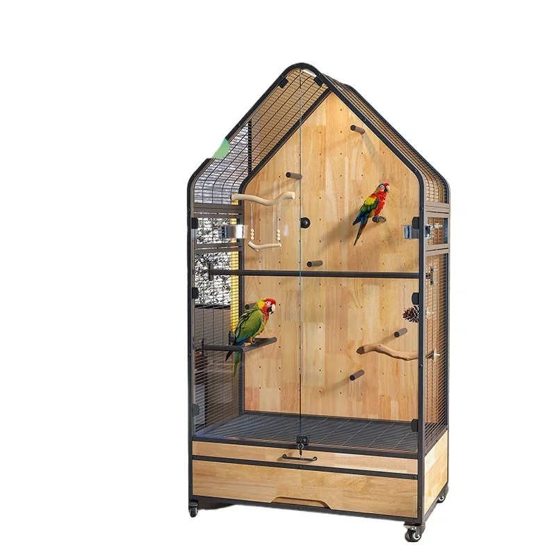 luxury bird cage parrot villa medium and large panoramic wrought iron ecological cabinet gray machine monk DIY station pole