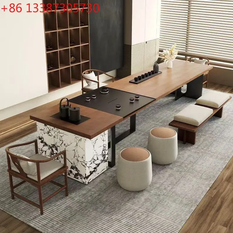 Modern Chinese simple solid wood island table tea table home living room advanced