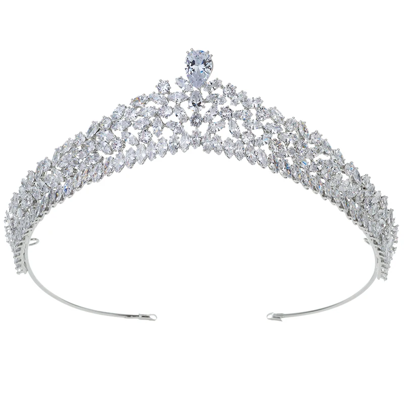 Tiaras and Crown HADIYANA Queen Corona Hair Jewelry Wedding Hair Accessories Headband Zirconia BC4968 Accesories