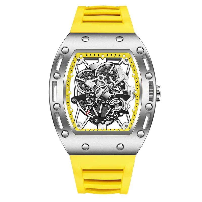 KIMSDUN Fashionable Men Watch Barrel Shaped Transparent Waterproof Quartz Watch Sports Clock Gift Watches for Man