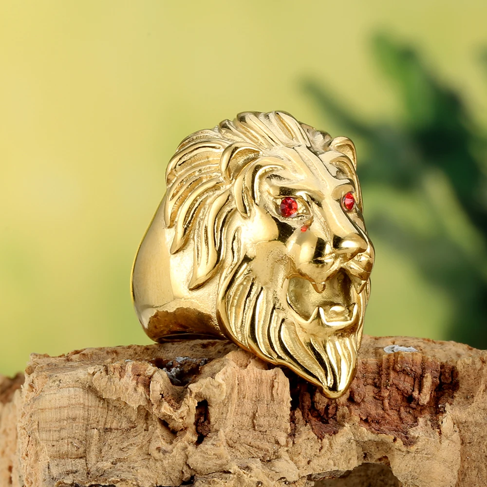 European and American stainless steel rings for men\'s jewelry, domineering lion head