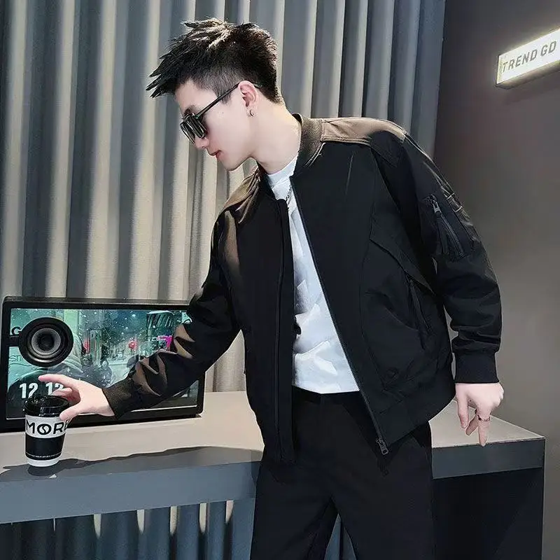 

Casual Sle ort Baseball Jaet for Men Trendy And Haome Spring Autumn New Arrival Polyester Fiber Stand Fit Zipper ...