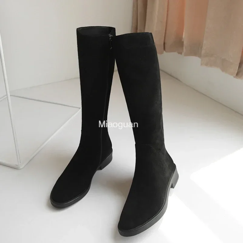 New Woman Suede Winter Sexy Thick-heeled Women\'s Boots Casual Riding Boot Warmth Non-slip High Boots Shoes Zipper Boots of Women