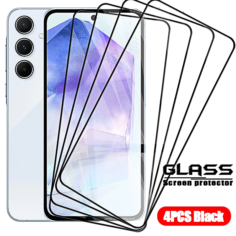 4Pcs Tempered Glass For Samsung Galaxy A55 M55 A35 A25 A15 M15 5G Screen Protectors Protective Glass A54 A34 A24 A14 4G M54 M34