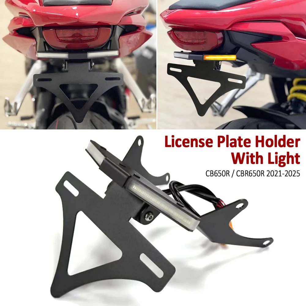 

Motorcycle License Plate Mount Number Registration Holder For Honda CB650R CBR 650 R CBR650R 2021-2025 Tail Light Bracket